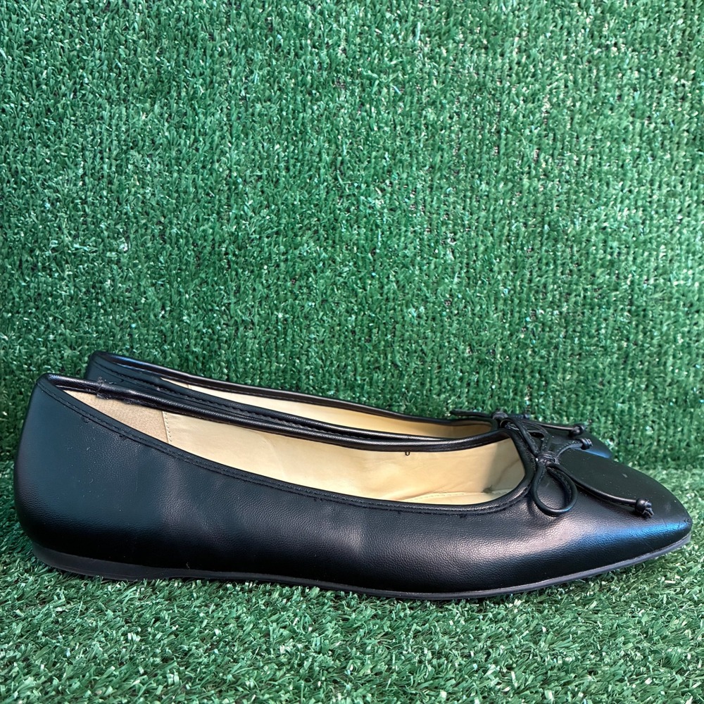 Liz Claiborne LC Flushing Square Toe Memory Foam Bow Flats Black Womens Size 10M